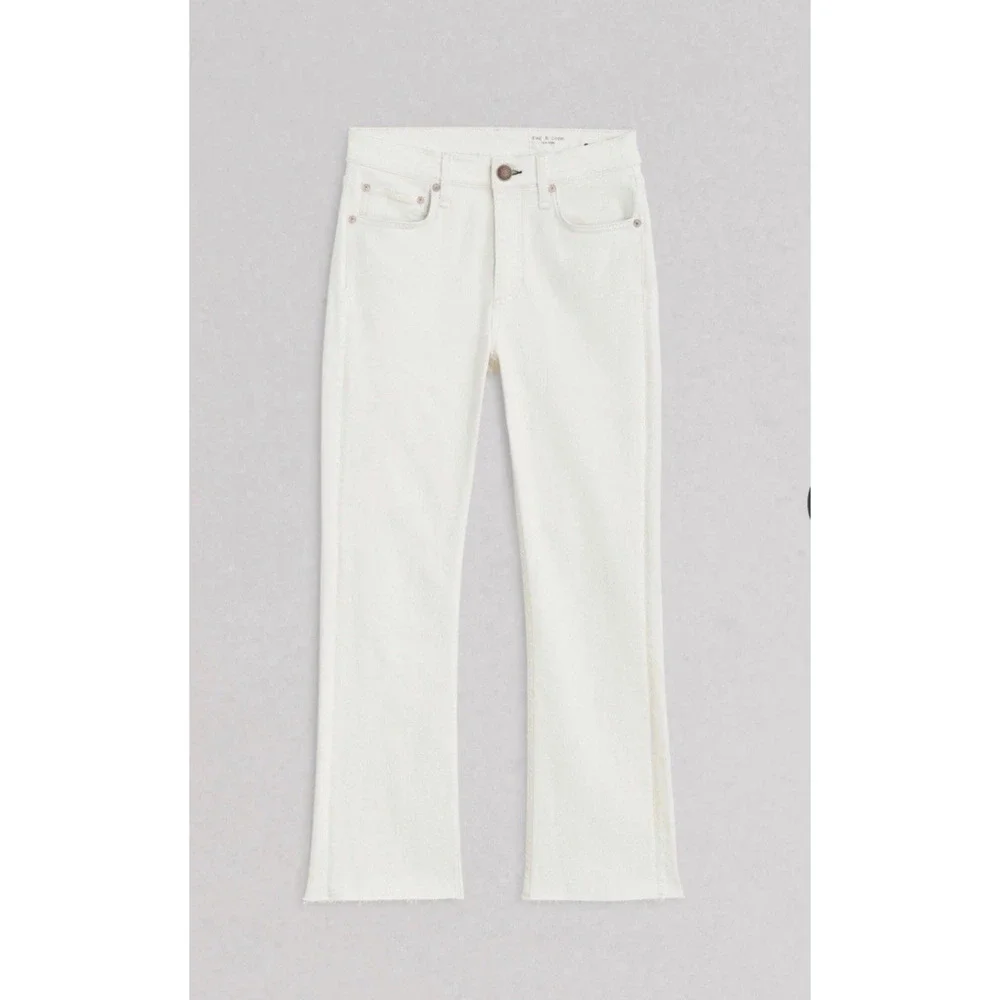 Rag & Bone Jeans Womens 23 Peyton Mid Rise Bootcurt Raw Hem White Denim Pants